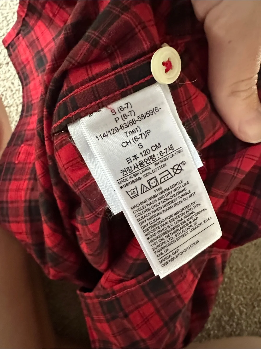 GAP Red and Black Plaid Button-Down Shirt
